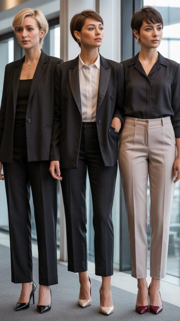 Ankle-Length Trousers with Pointed-Toe Heels