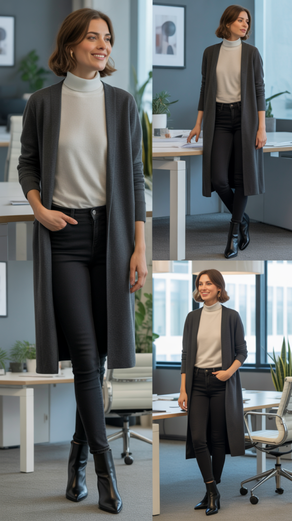  Black Skinny Jeans with Longline Cardigan