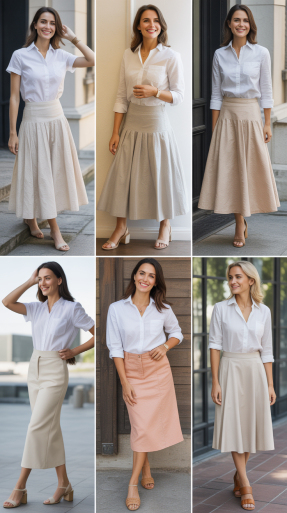  Linen Skirt with Cotton Blouse