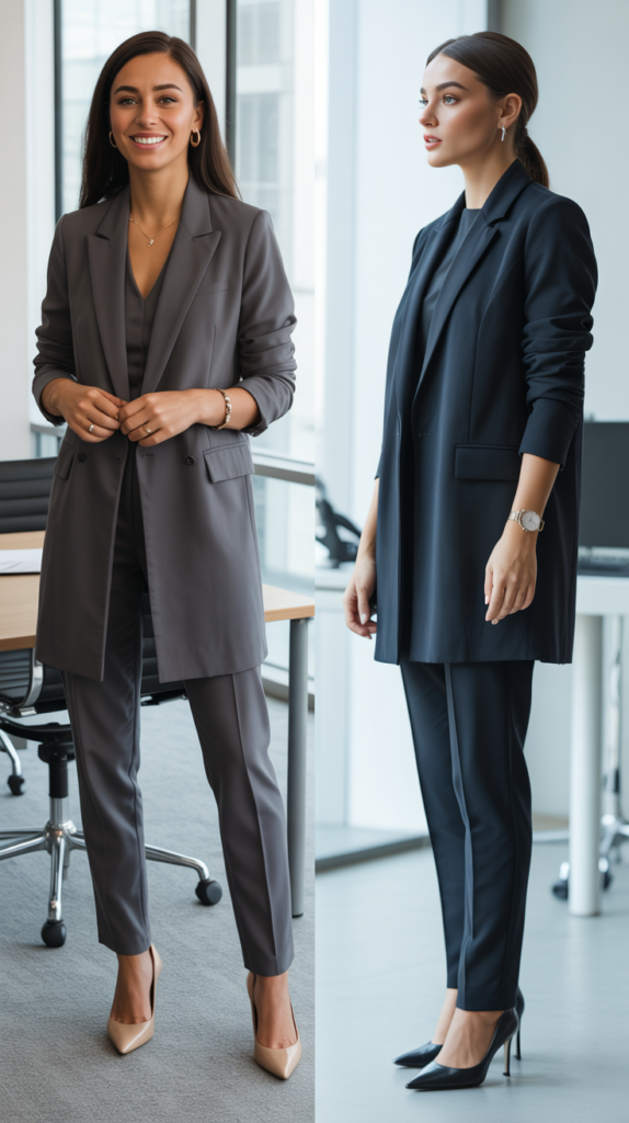 Longline Blazer with Slim Pants