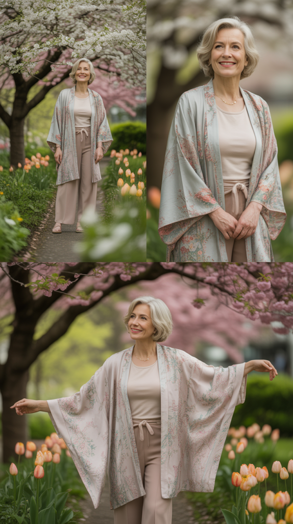 Flowy Kimono Over Simple Outfit