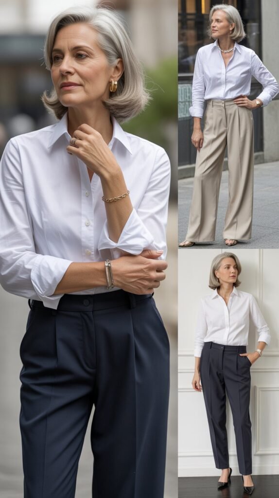 Classic White Shirt and Tailored Trousers