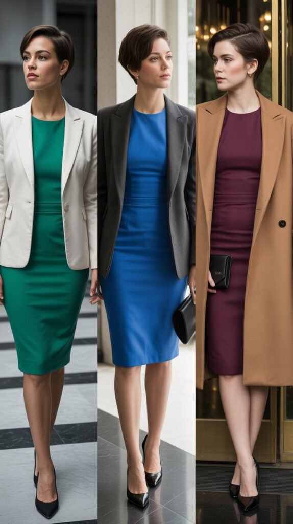 The Column Dress with Statement Outerwear