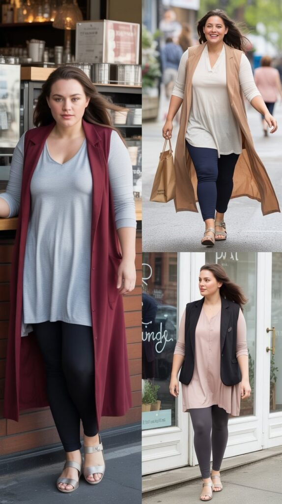  Leggings with Tunic and Long Vest
