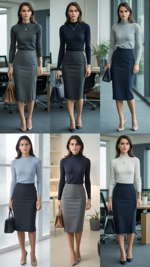 Wool Pencil Skirt and Sweater Pairing