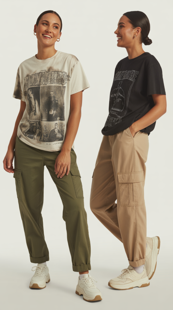 Graphic Tee with Cargo Pants