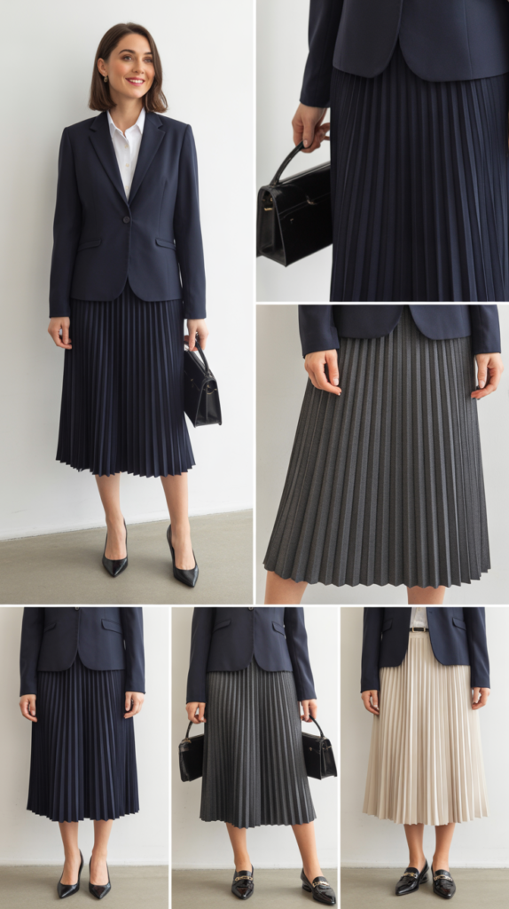 Pleated Skirt with Fitted Blazer