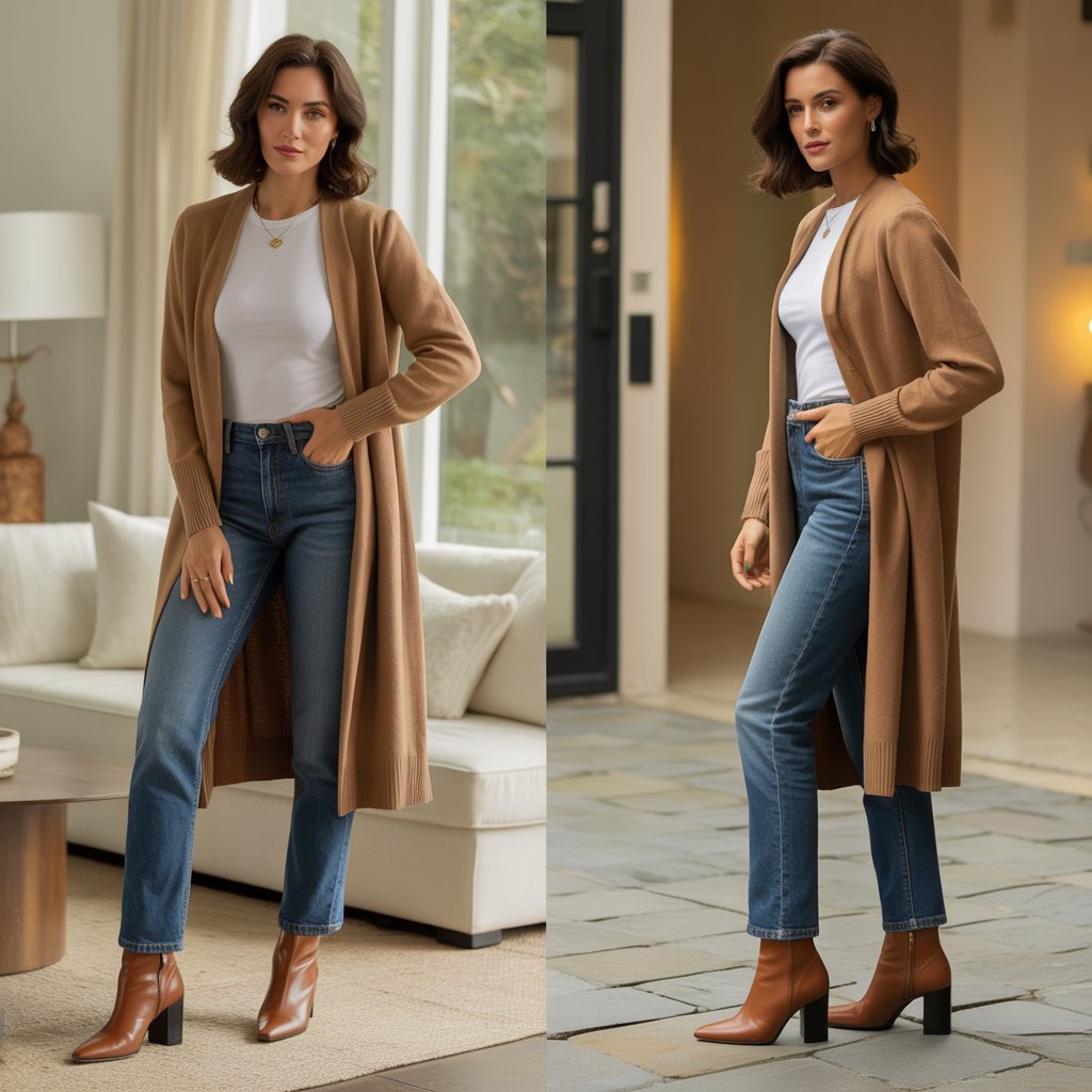 Longline Cardigan with Fitted Basics