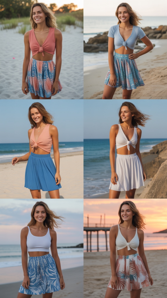 Tied Crop Top and Flowy Skirt