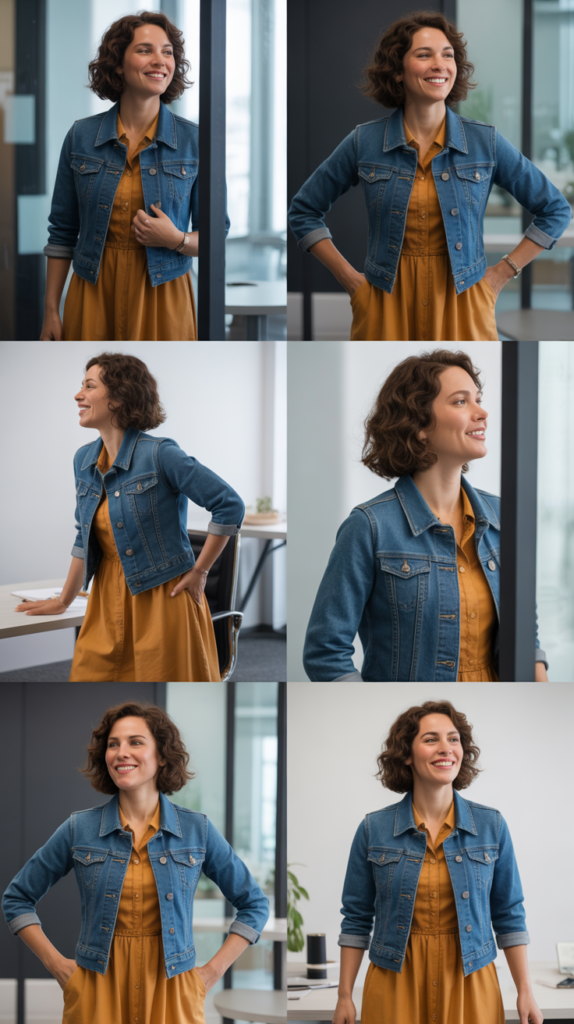 Mustard Dress with Denim Jacket