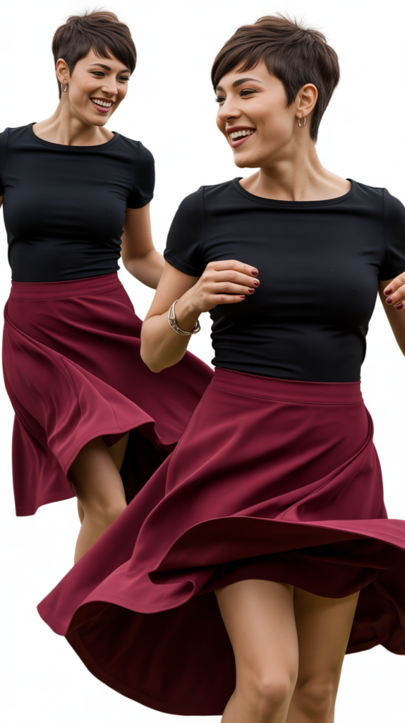 Asymmetric Hem Skirt with Fitted Top