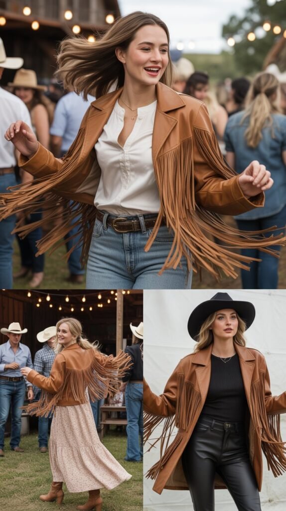 Leather Fringe Jacket Statement Piece