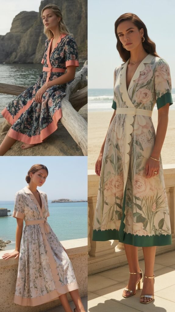 Floral Print with Contrast Trim