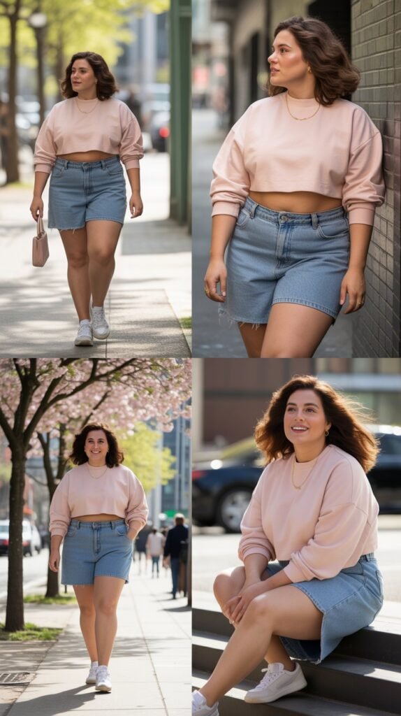 Cropped Sweatshirt with High-Rise Shorts