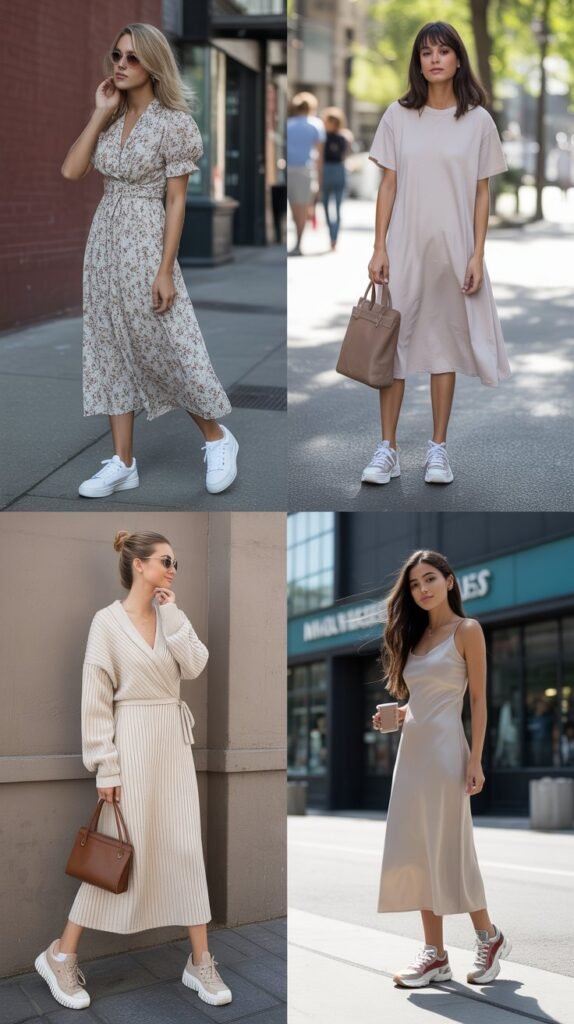 Midi Dress with Sneakers