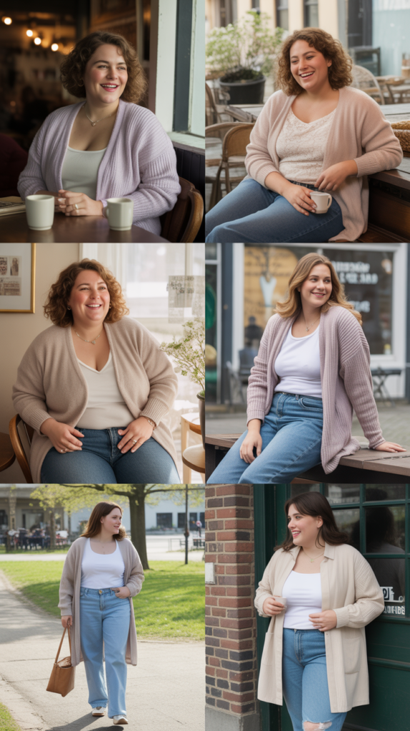 Cardigan and Camisole with Jeans