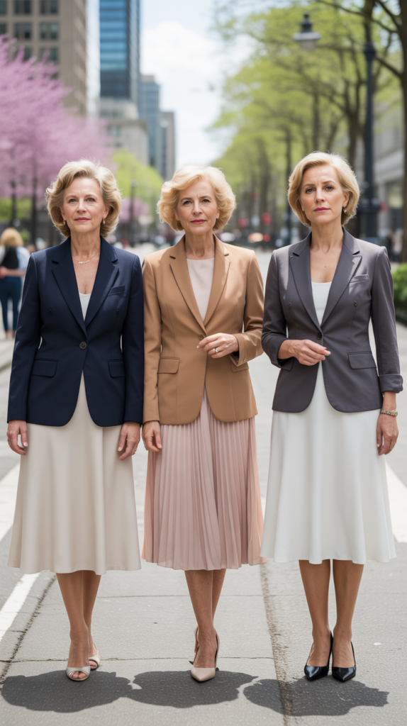 Tailored Blazer with Feminine Skirt