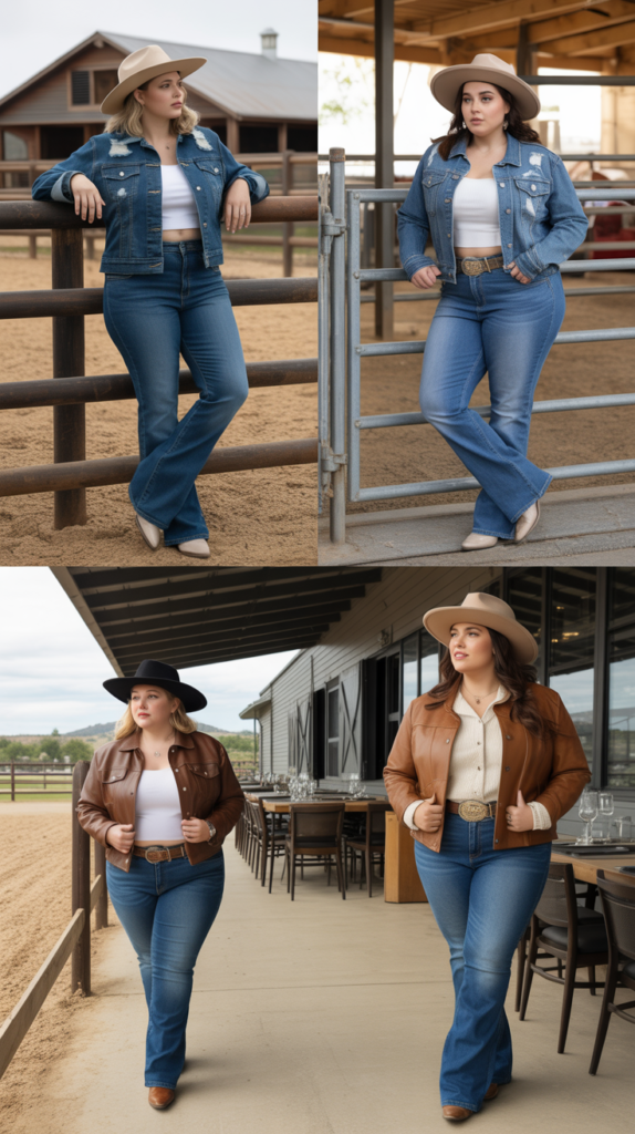 Bootcut Jeans with Crop Top and Jacket