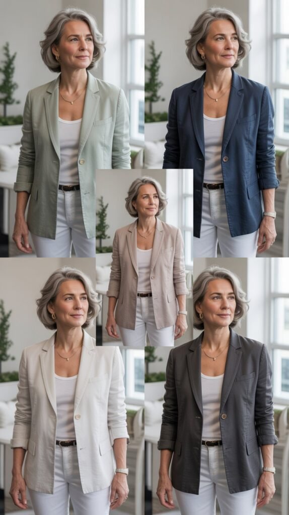 Linen Blazer with White Jeans