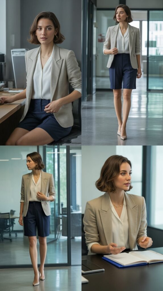  The Classic Linen Blazer and Tailored Shorts Combination