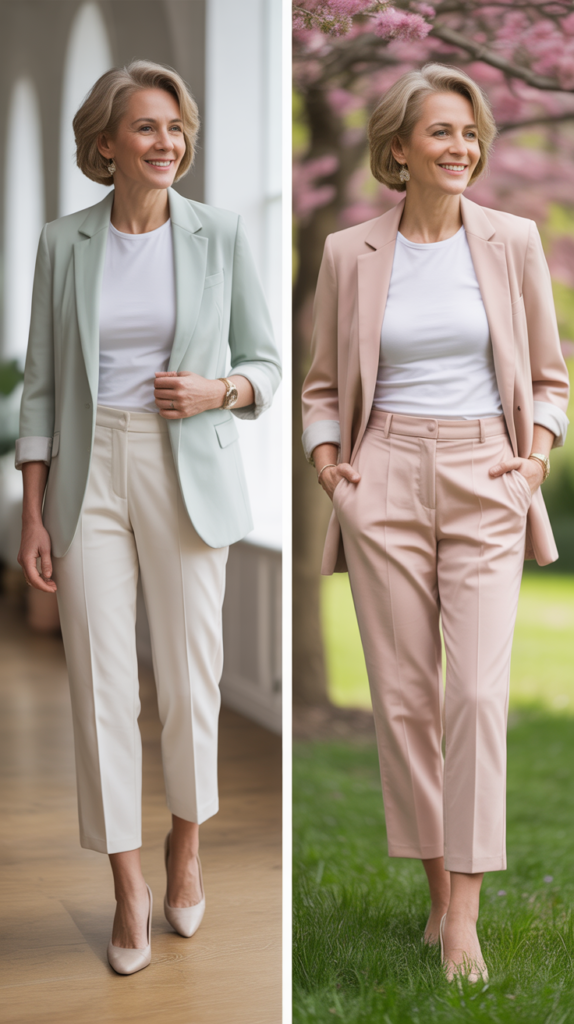 Soft Blazer with T-shirt and Cropped Pants