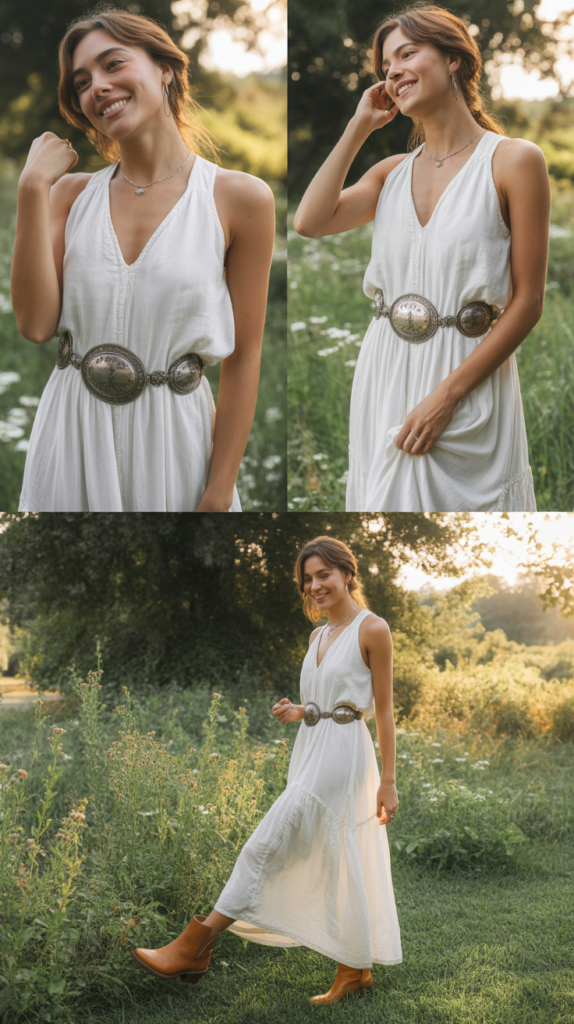  The Western Concho Belt with Flowing Dress