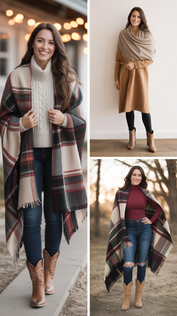 Blanket Scarf as Shawl