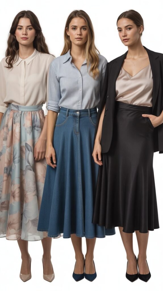  A-Line Midi Skirts