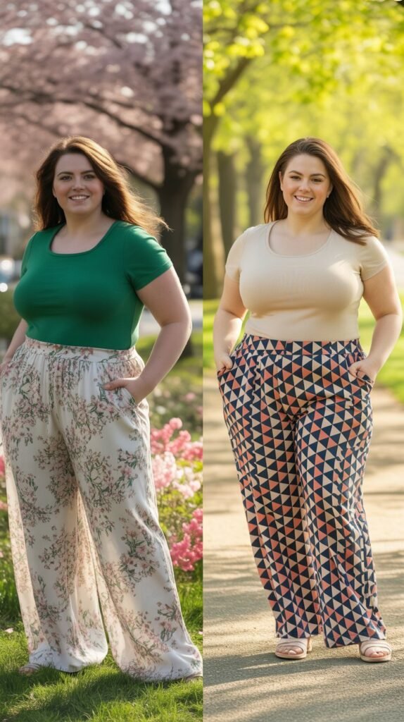 Printed Palazzo Pants with Solid Top