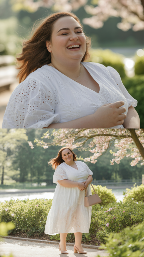 Eyelet Lace Dress with Nude Accessories
