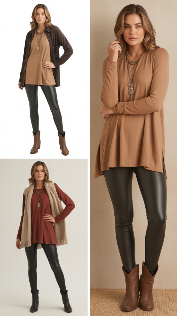 Faux Leather Leggings and Tunic