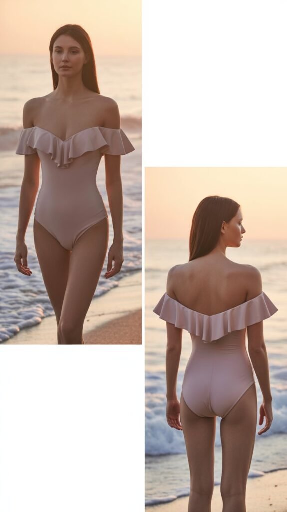  Ruffled Off-Shoulder One-Piece Romance