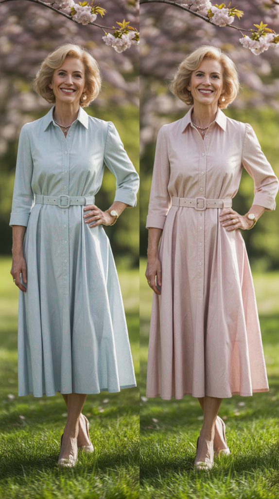 Belted Shirtdress in Light Fabric