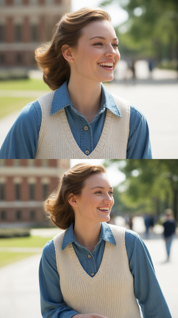 Chambray Shirt with Sweater Vest