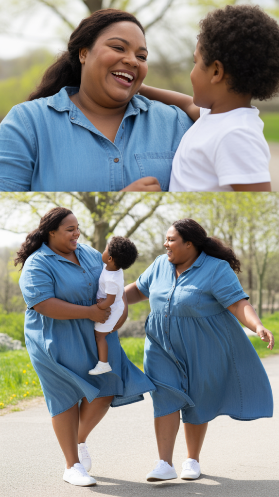 Chambray Shirt Dress with White Sneakers