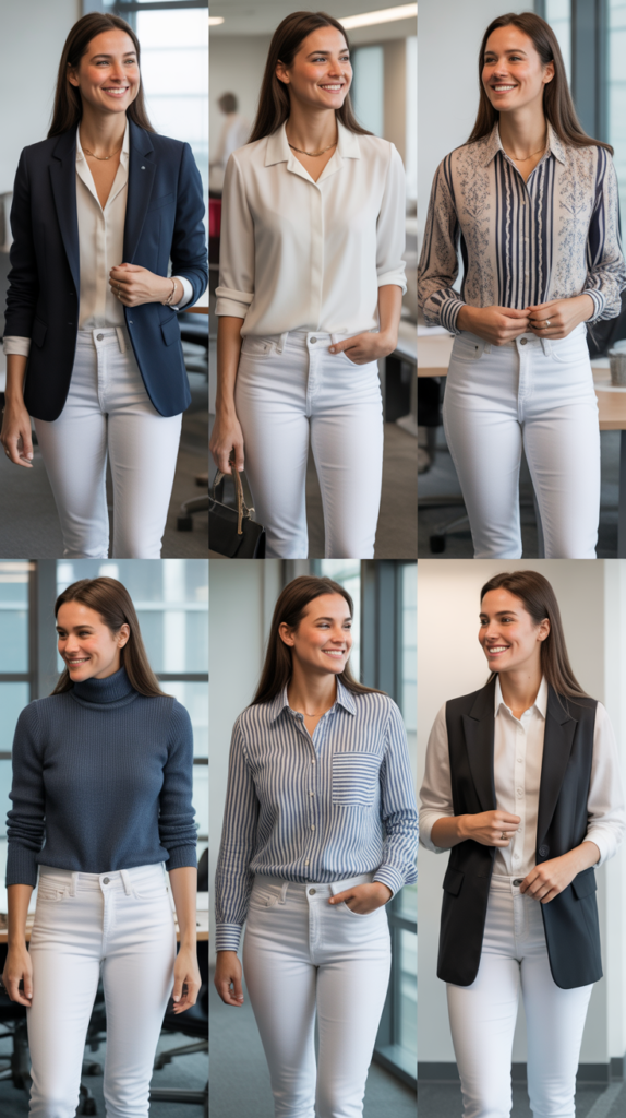 White Jeans with Structured Top