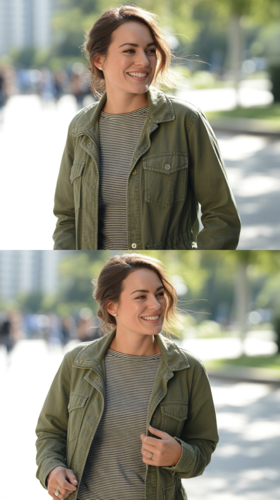 Utility Jacket with Striped Top