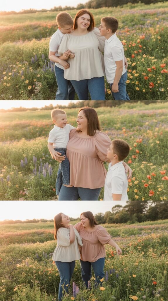 Tiered Peasant Tops with Straight-Leg Jeans