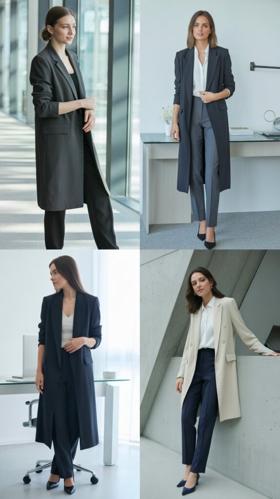 Longline Blazer with Slim-Fit Pants