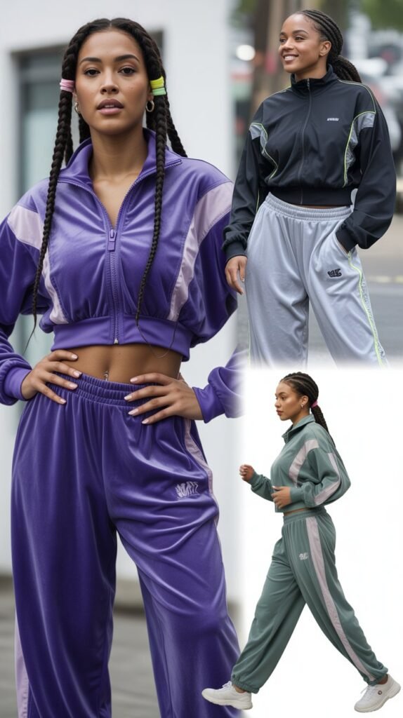 Baggy Track Pants with Fitted Zip-Up