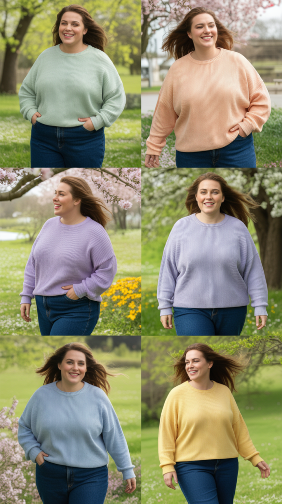 Dark Denim With Pastel Sweater