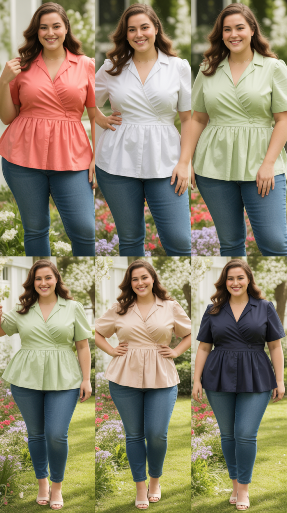  High-Waisted Jeans With Peplum Top