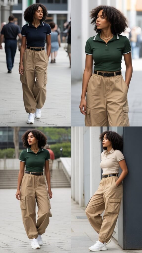 Baggy Khakis with Fitted Polo Shirt