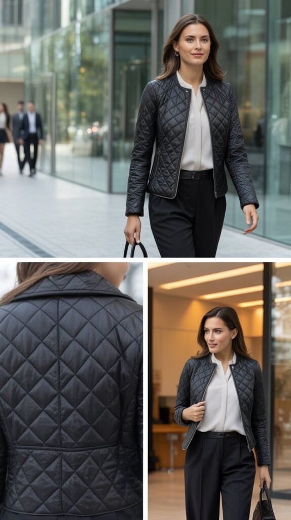 Quilted Jacket Over Professional Separates