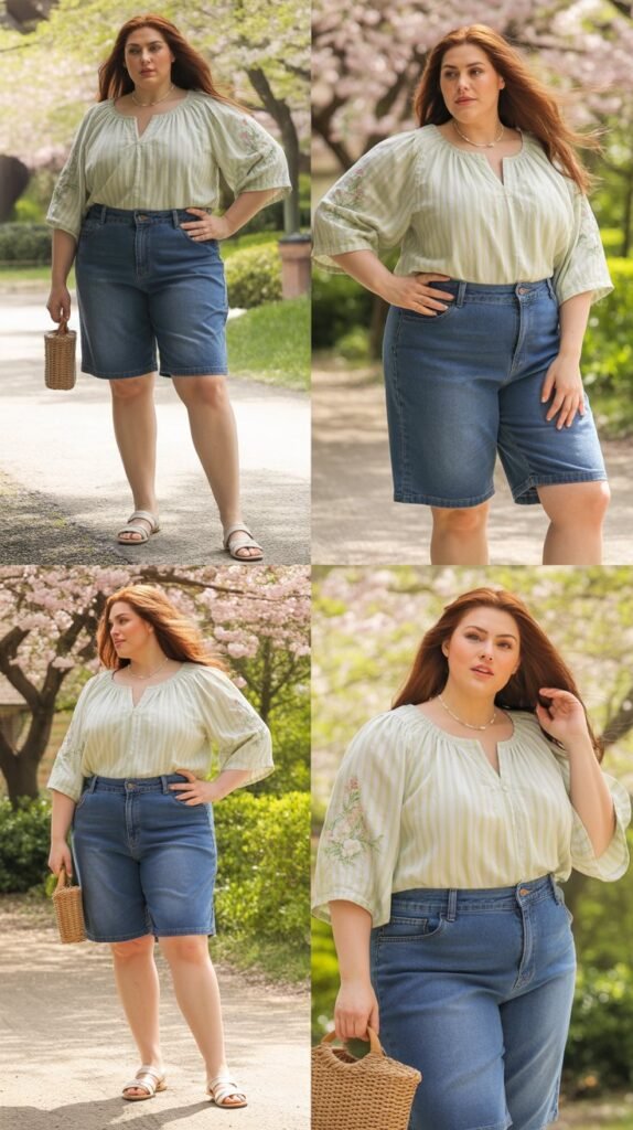 Denim Shorts with Flowy Top