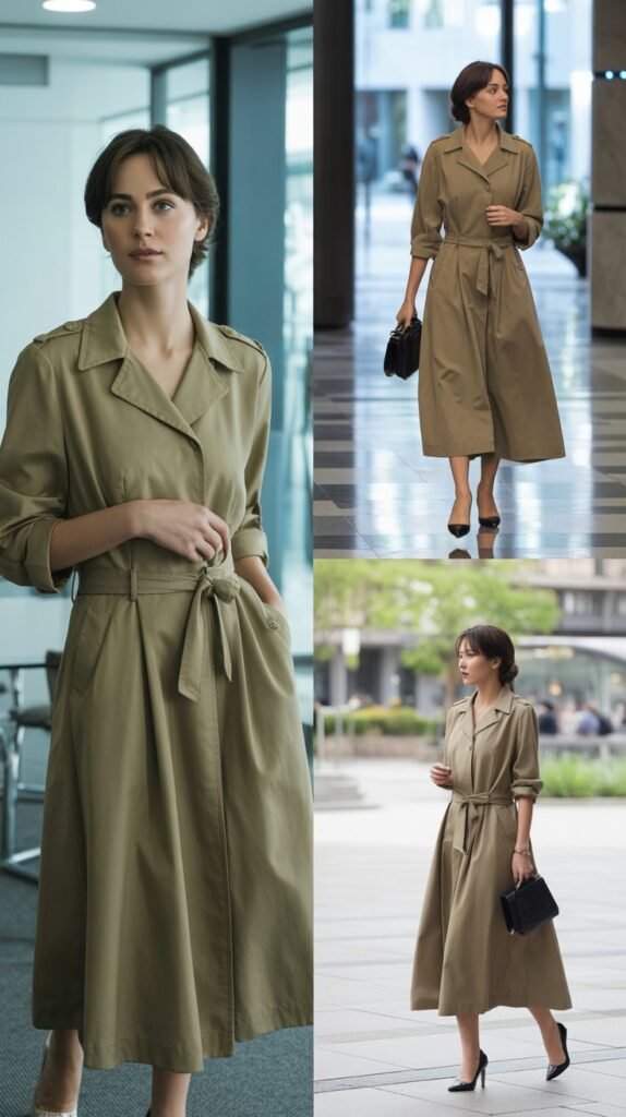 Lightweight Trench Dress in Neutral Tones