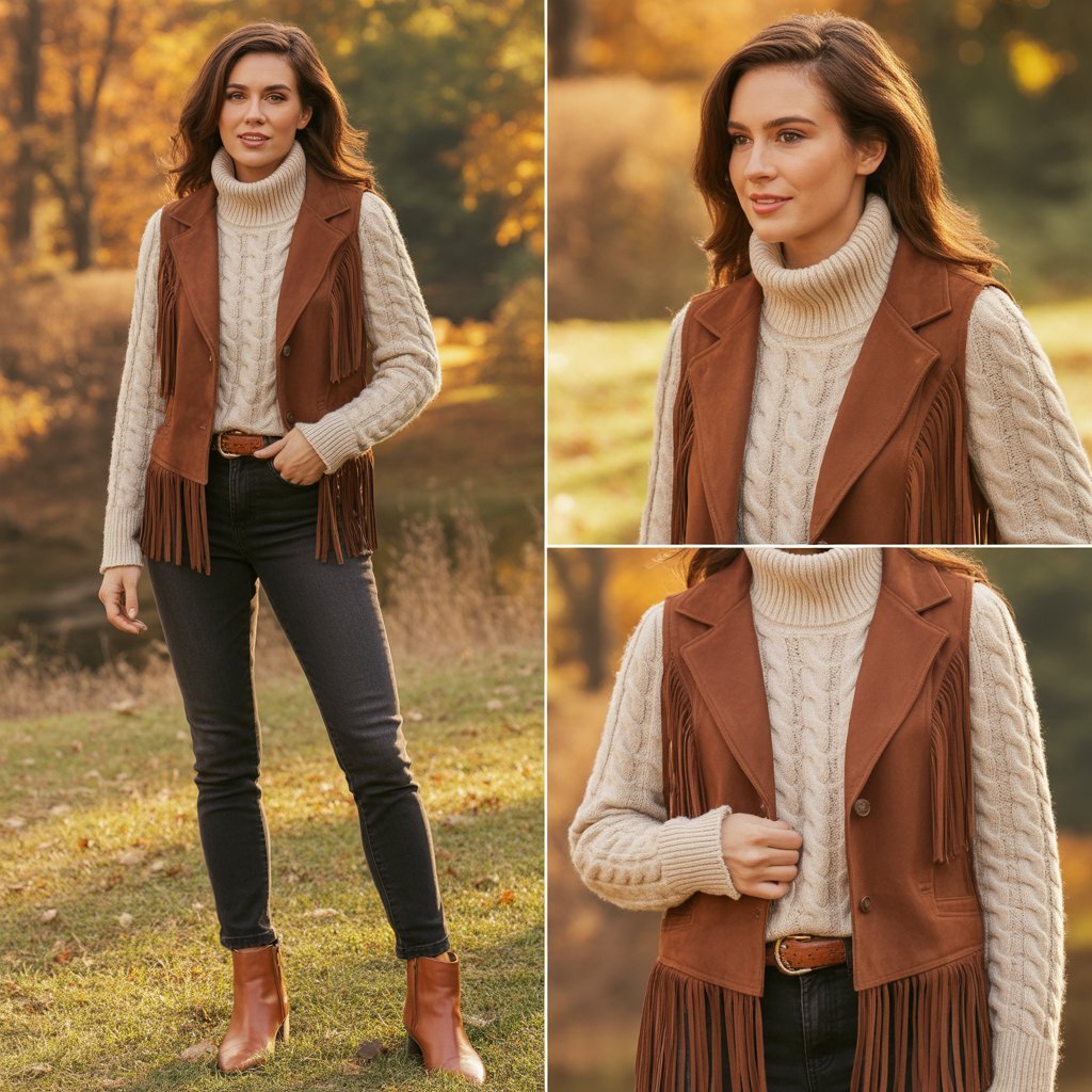 Turtleneck Layered Under Western Vest