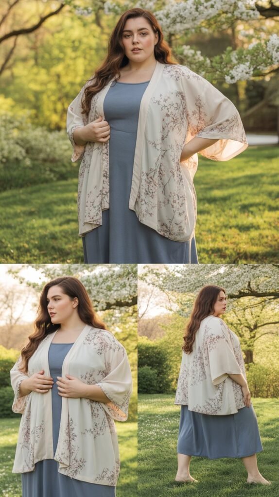 Kimono Style Jacket Over Simple Dress