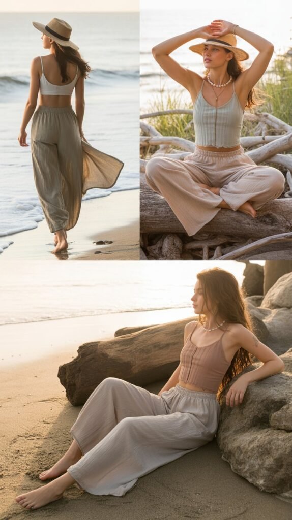  Linen Beach Pants with Swim Camisole