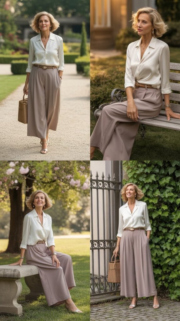 Culottes with Tucked-In Blouse